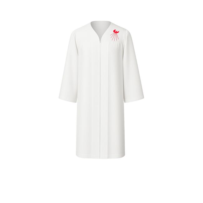 G-White-Confirmation-Choir-Robe White Confirmation Choir Robe With Dove for Church