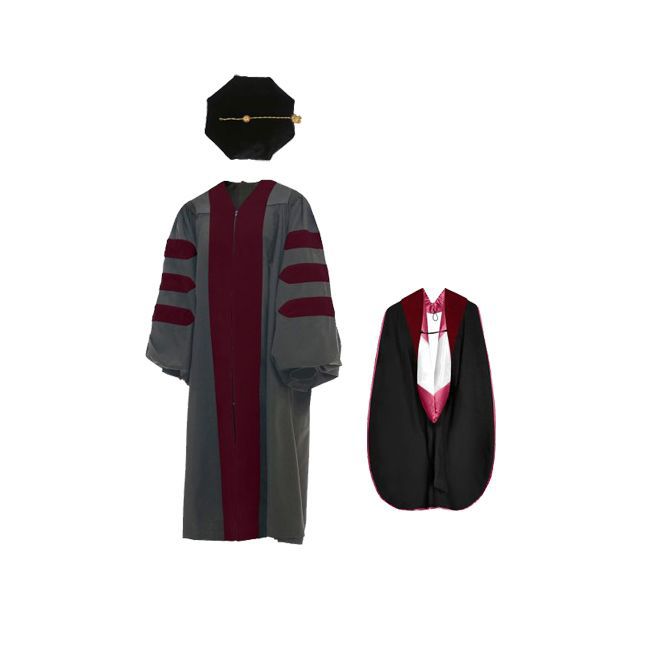 GTHVT-Faculty-NP Faculty Regalia Graduation Gown, Tassel, Hood and Velvet Tam Set Without Gold Piping