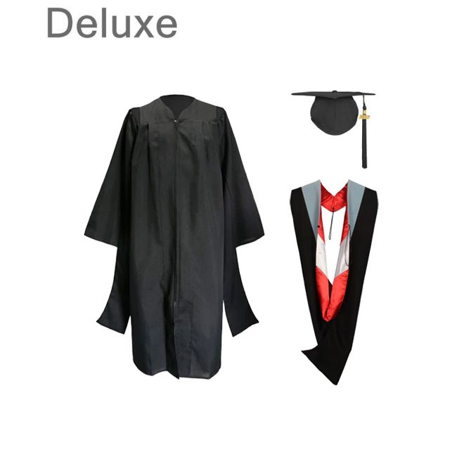 CGTH-Deluxe-Master Deluxe Masters Graduation Cap Gown Hood & Tassel Regalia Set