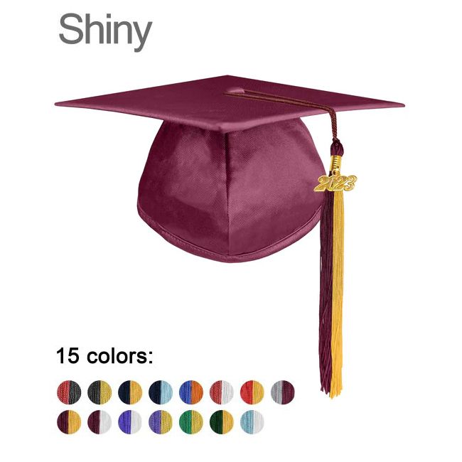 CT-Shiny-Pre-K-Double-Color Pre-K / Kindergarten Cap with Double Color Tassel & Charm set Shiny Finish