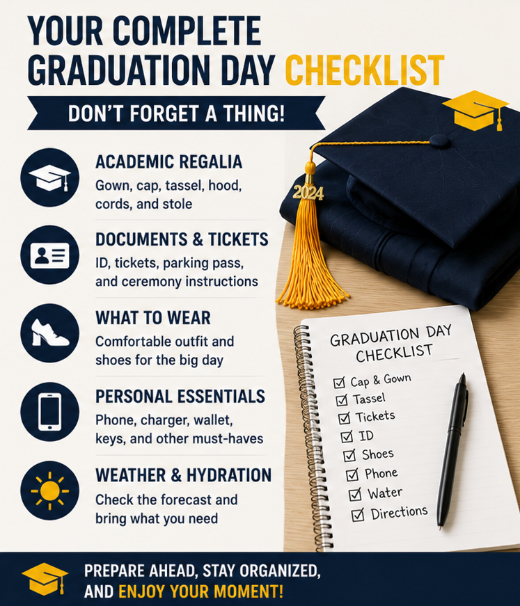 Graduation day checklist and ceremony essentials guide by Graduation Cap and Gown Depot