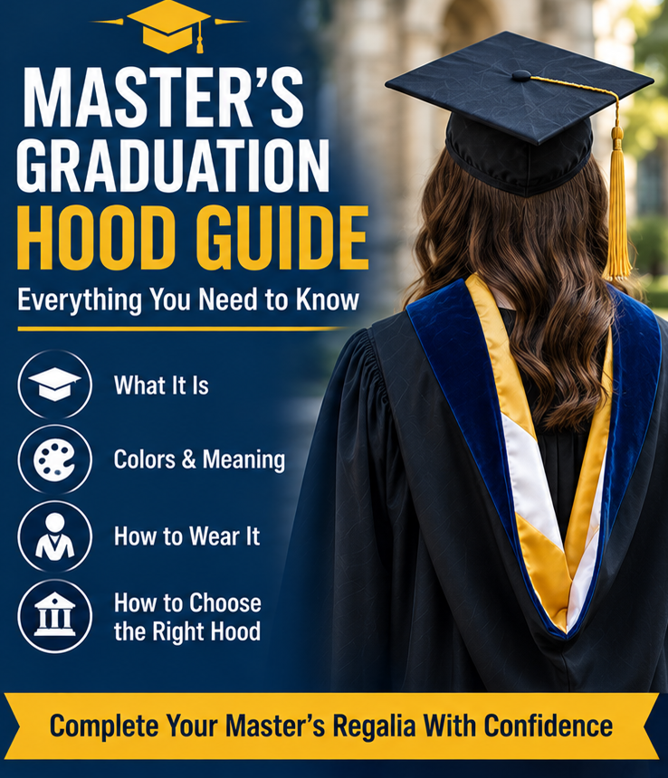 Master’s Academic Hood Explained: How to Choose and Wear the Right Graduation Hood Master's academic hood paired with graduation cap and gown - Cap & Gown Depot