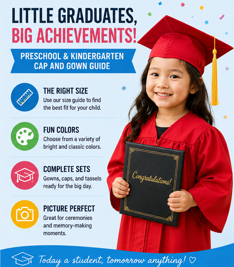 Kindergarten graduation cap and gown set with tassel and diploma - Cap & Gown Depot
