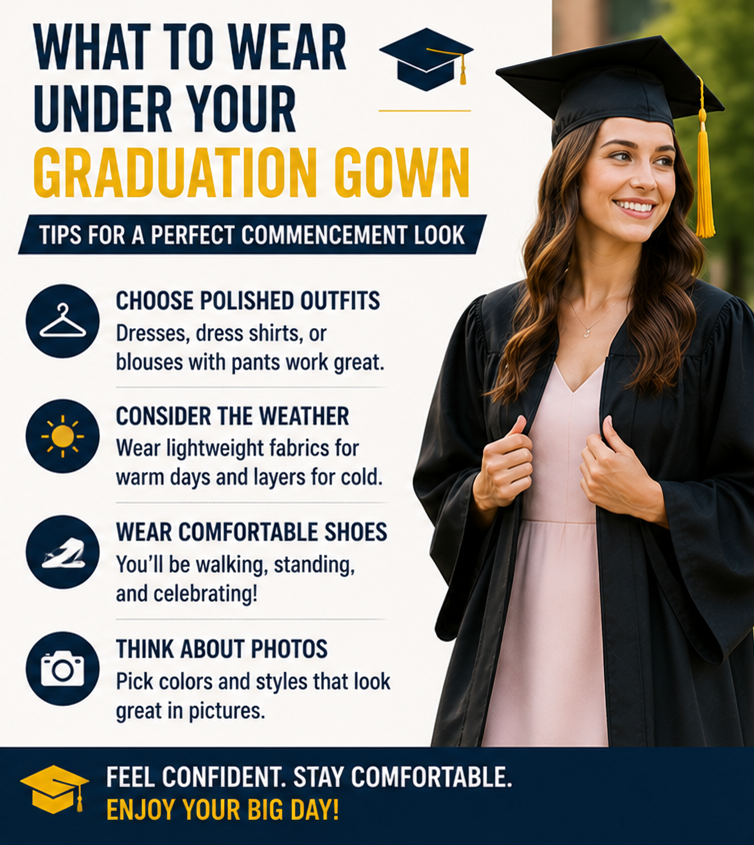 Guide on what to wear under a graduation gown by Graduation Cap and Gown Depot