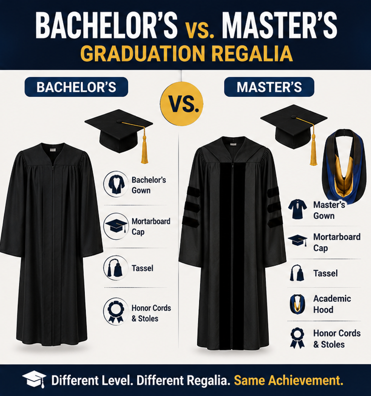 Bachelors vs masters graduation regalia comparison guide by Cap and Gown Depot