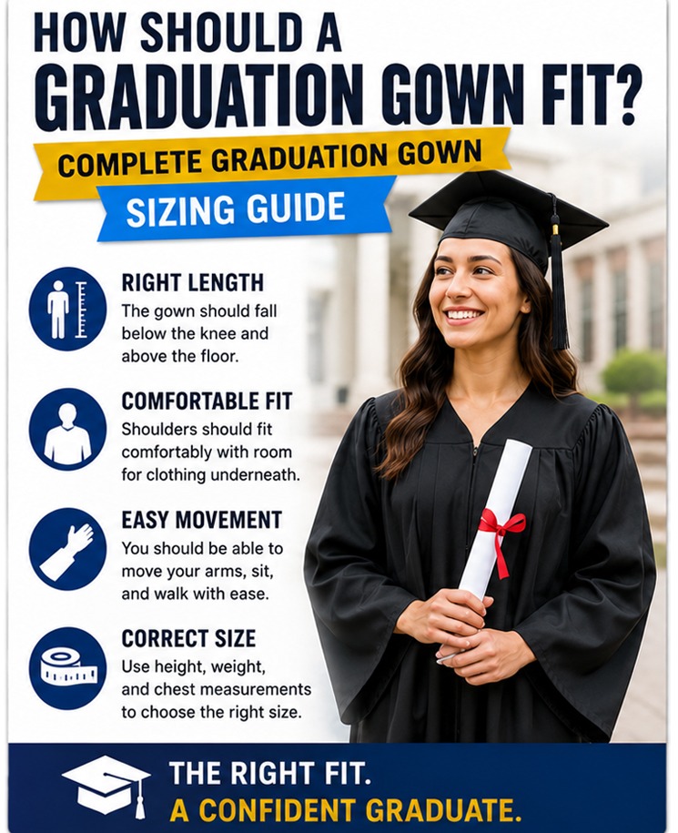 How Should a Graduation Gown Fit? Graduation Sizing Guide Graduation Gown Sizing Guide