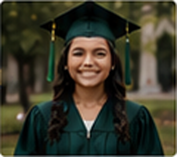 Graduate in full academic regalia walking forward into the future - Graduation Cap and Gown Depot