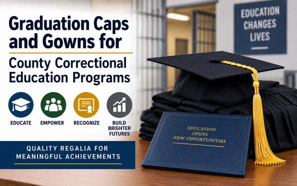 Graduation cap and gown supplies for county correctional programs - graduation cap and gown depot