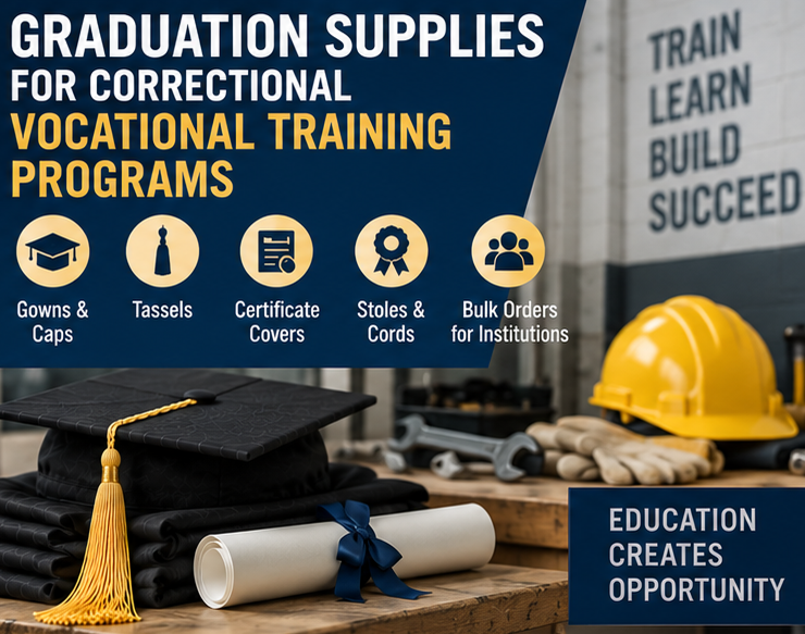 Correctional Career & Technical Education Graduation Supplies Buying Guide Correctional career and technical education graduation supplies - graduation cap and gown depot