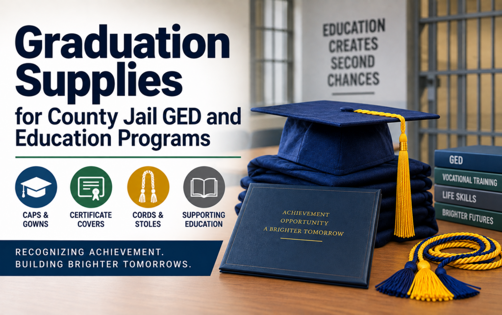 County jail education graduation regalia and GED ceremony supply guide - graduation cap and gown depot