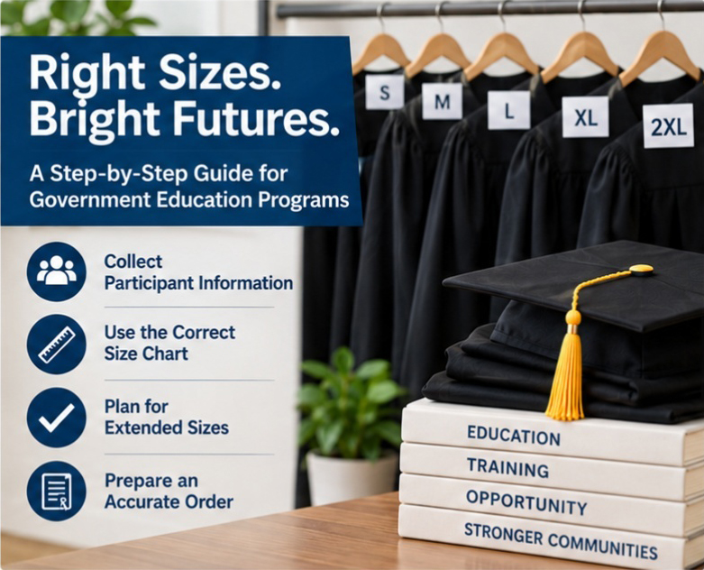 Graduation Gown Size Planning for Public-Sector Education & Training Programs Public-sector graduation gown size selection - graduation cap and gown depot