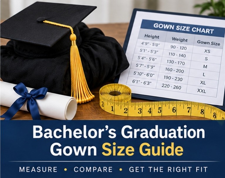 Bachelor’s graduation gown height and chest measurements - graduation cap and gown depot