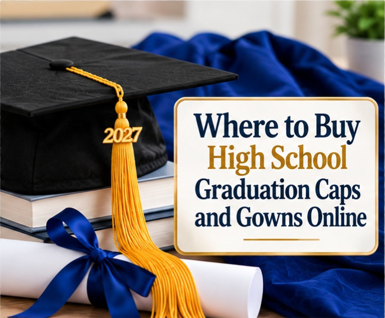 2027 graduate wearing high school cap and gown